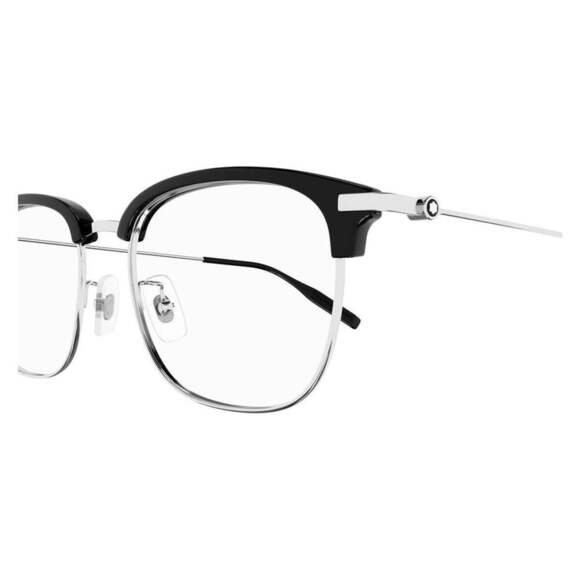 NWT Mont Blanc MB0316oA Black Silver Square 55mm Eyeglasses main image 2